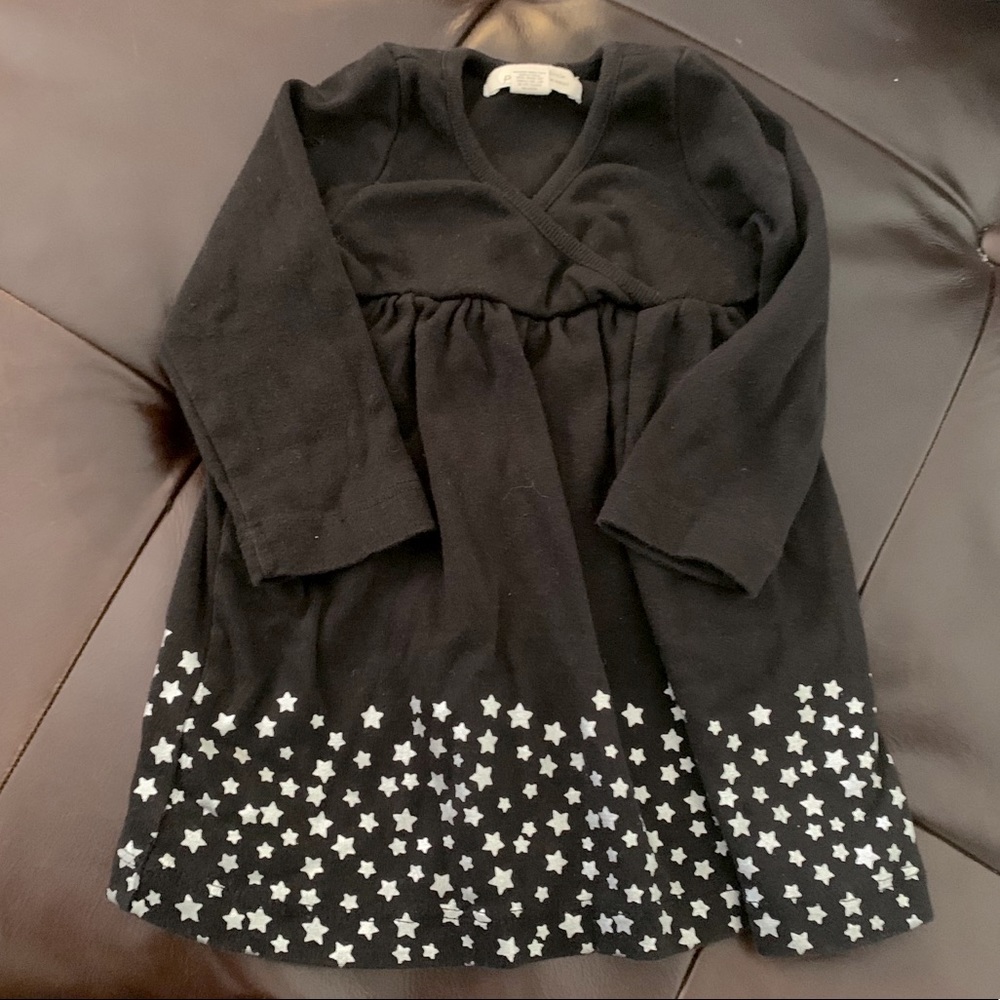 Little Peanut Black with Silver stars dress 6-12m
